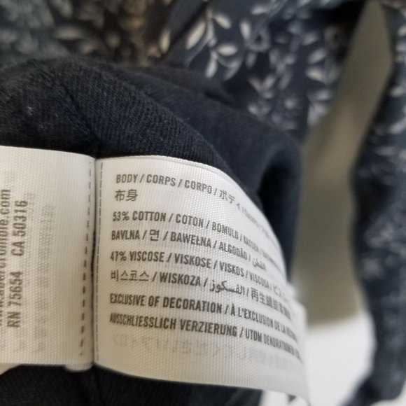 Abercrombie & Fitch Mens M Black Floral Long Sleev - Picture 7 of 8